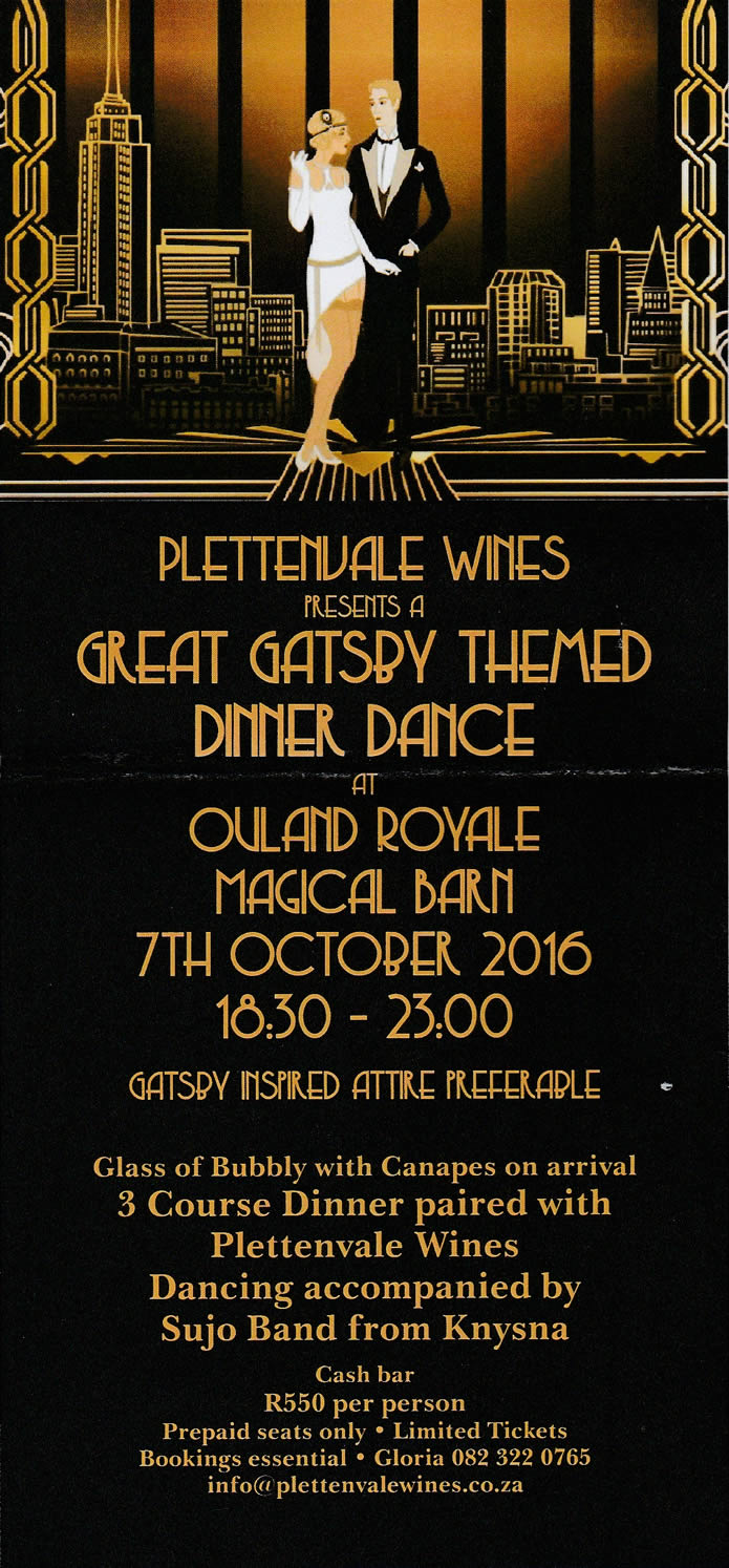 Great Gatsby Dinner Dance Invitation 2016