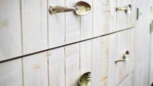 QUIRKY TOUCH: The kitchen’s drawer handles, made of cutlery