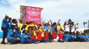 Lifeguards and Wessa beach stewards on Central Beach with kit sponsored by CemAir.
