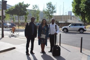 First day of meetings at UNESCO in Paris:  From left:  Vongani Maringa, Skumsa Mancotywa, Siyabonga Dlulisa