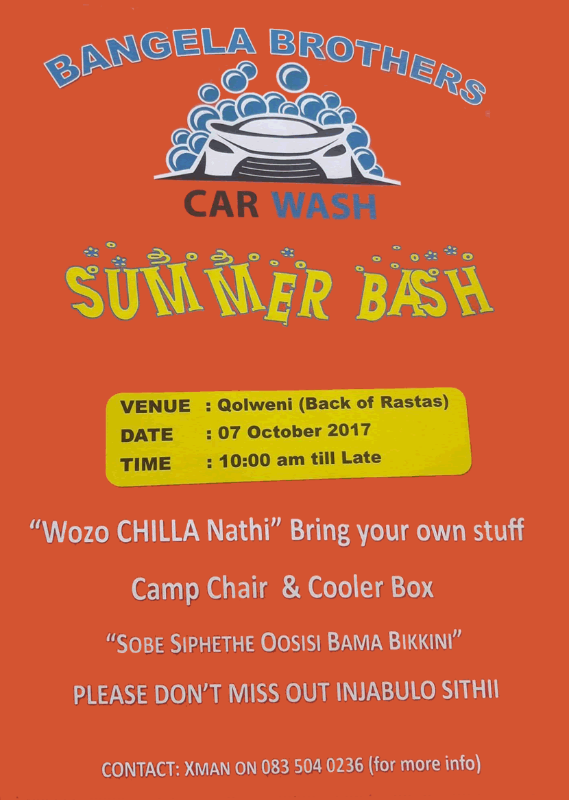 Summer Bash Car Wash event in Plett, Qolweni
