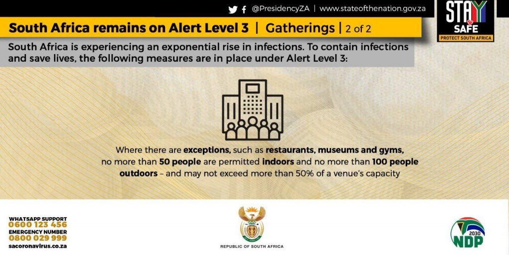 Certain gatherings prohibited in SA under adjusted Alert Level 3