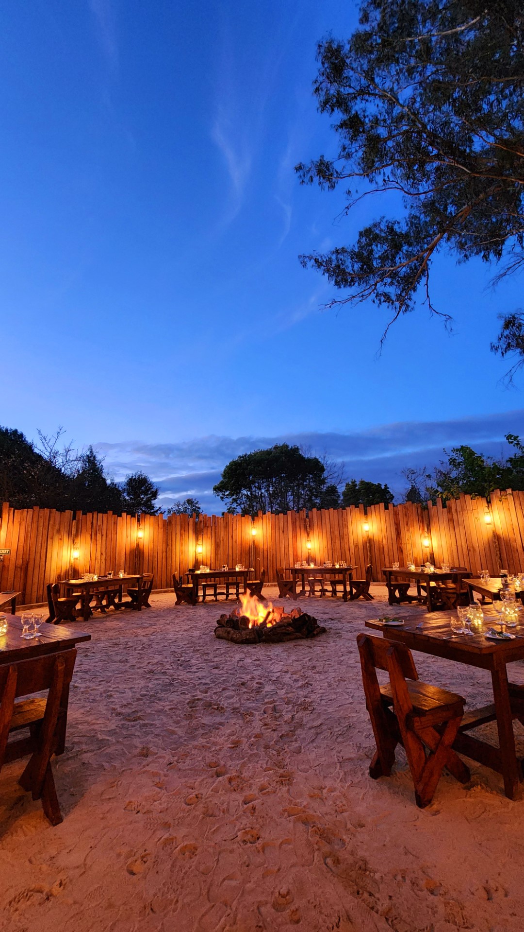 boma and fire at Night Safari in Plett